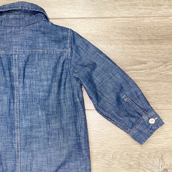 GAP Jersey Lined Button Down Denim Romper 18-24 Months GAP Denim Romper 18-24M - Picture 11 of 16
